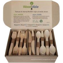 160mm Biodegradable Disposable Cutlery Birch Wood Cutlery Fork knife spoon